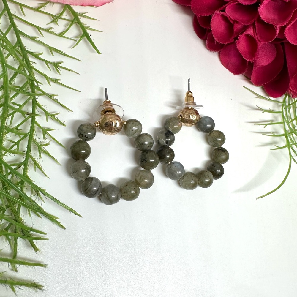 NEW⚜️Labradorite Beaded Hoop Earrings